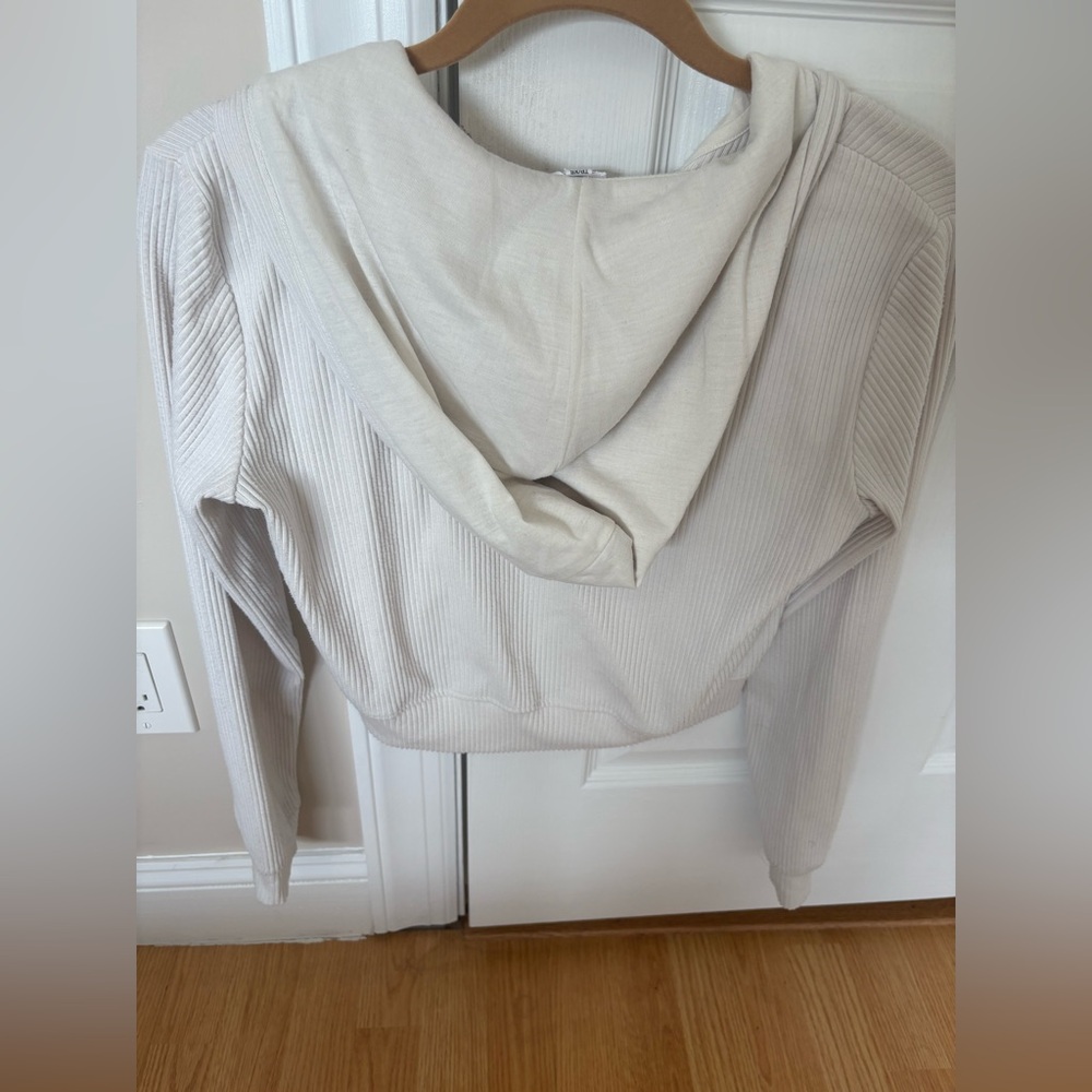 Garage Off White Ribbed Zip-Up Ribbed Hoodie - Picture 2 of 3
